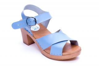 Sandały na koreczku wys 7.5 cm błękit