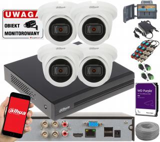 DOBRY ZESTAW DO MONITORINGU DAHUA 4 KAMERY 2MPX PODGLĄD ANALOG
