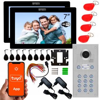 Dwurodzinny wideodomofon wifi + 2 MONITORY podgląd aplikacji rfid 5tech