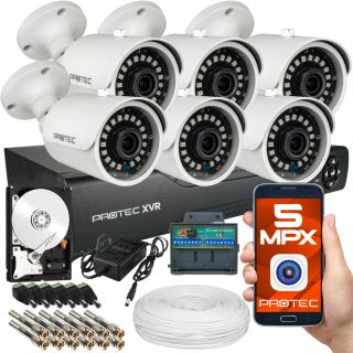 Kompletny zestaw do monitoringu 6 kamer 5Mpx, IR 30m, dysk PR-XVR-06T5L