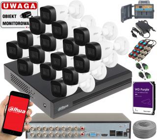 TOP ZESTAW DO MONITORINGU DAHUA 16 KAMER 2MP PODGLĄD ANALOG HAC-HFW1200C-0280B-S5