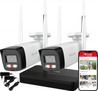WIFIKIT-B2-4CH - Zestaw do monitoringu WiFi EasyLink, 2x Kamera 2Mpx, Rejestrator NVS - HiLook by Hikvision