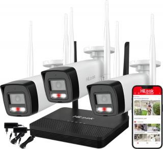 WIFIKIT-B4-4CH + WIFICAM-B4 - Zestaw do monitoringu WiFi EasyLink, 3x Kamera 4Mpx, Rejestrator NVS - HiLook by Hikvision