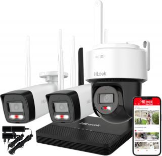 WIFIKIT-B4-4CH + WIFICAM-PT4 - Zestaw do monitoringu WiFi EasyLink, 2x Kamera tubowa 4Mpx + 1x Kamera obrotowa 4Mpx, Rejestrator NVS - HiLook by Hikvi