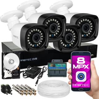 Zestaw 4 kamery do monitoringu 4K 8Mpx, IR 20m 3177 PROTEC PR-XVR-04T8P