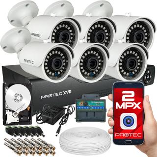Zestaw 6 kamer do monitoringu FullHD 2Mpx, IR 30m PR-XVR-06T2L