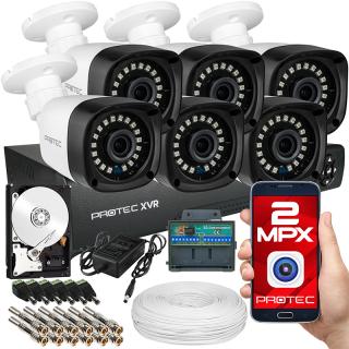 Zestaw 6 kamer do monitoringu FullHD, IR 20m, dysk 1TB PR-XVR-06T2P