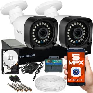 Zestaw do monitoringu 2 kamery 5Mpx, IR 20m, dysk PR-XVR-02T5P