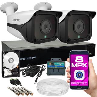 Zestaw do monitoringu 2 kamery 8Mpx 4K, IR 50m PR-XVR-02T8D