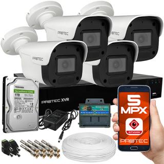 Zestaw do monitoringu 4 kamery 5 Mpx, IR 25m, dysk 1TB PR-XVR-04T5BP