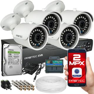 Zestaw do monitoringu 4 kamery FullHD 2Mpx, IR 30m, dysk 1TB PR-XVR-04T2L
