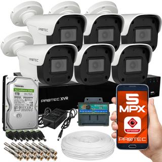 Zestaw do monitoringu 6 kamer 5 Mpx, IR 25m, dysk 1TB PR-XVR-06T5BP