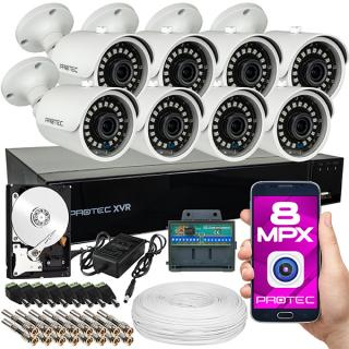 Zestaw do monitoringu 8 kamer 8Mpx 4K, IR 30, dysk 1 TB PR-XVR-08T8H