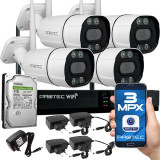 Zestaw do monitoringu bezprzewodowego WiFi 4 kamery 3Mpx, IR 30m WIFI-KIT-4CH