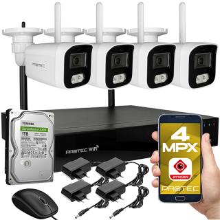 Zestaw do monitoringu bezprzewodowego WiFi 4 kamery 4 Mpx z mikrofonem, IR 25m, IP67 10153