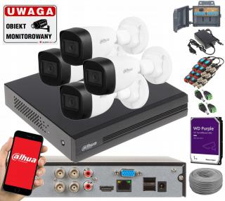 ZESTAW DO MONITORINGU DAHUA 4 KAMERY 2MPx PODGLĄD ANALOG HAC-HFW1200C-0280B-S5