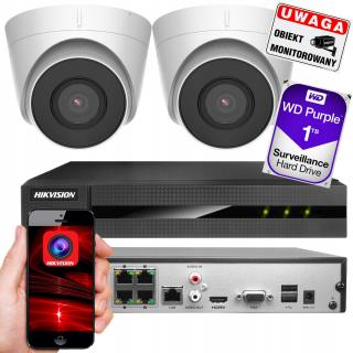 Zestaw do monitoringu Hikvision Hiwatch 2 x HWI-T240H + HWN-4104MH-4P + Dysk WD PURPLE 1 TB 2 x HWI-T240H + HWN-4104MH-4P + Dysk WD PURPLE 1 TB