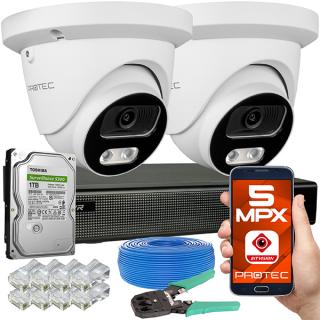 Zestaw do monitoringu IP 2 kamery 5Mpx, IR 30m, dysk PR-NVR-02K5POE
