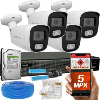 Zestaw do monitoringu IP 4 kamery 5Mpx, IR 30m, PoE PR-NVR-04T5POE