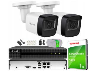 Zestaw do Monitoringu IP 4Mpx , 2 Kamery IP, Rejestrator 4ch PoE - HiLook by Hikvision SZE-32782-2