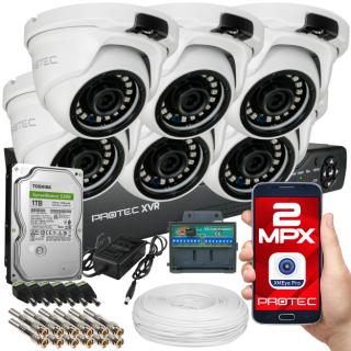 Zestaw kamer monitoringu 6 kamer FullHD 2Mpx,IR 25m, dysk 1TB PR-XVR-06K2L