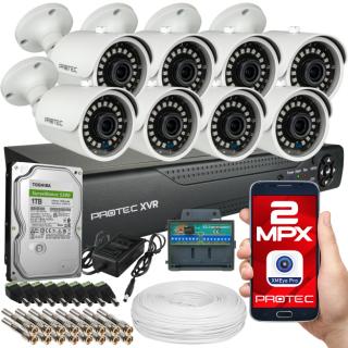 Zestaw monitoringu 8 kamer Full HD 2Mpx IR 30m, dysk 1TB PR-XVR-08T2L