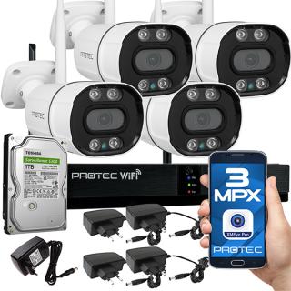 Zestaw monitoringu bezprzewodowego WiFi 4 kamery z mikrofonem 3Mpx WIFI-KIT-4CH-M