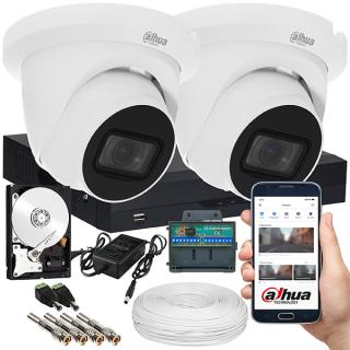Zestaw monitoringu Dahua - 2 kamery 5 Mpx z mikrofonem, IR 60m, dysk 1TB DH-XVR-02K5A