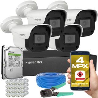 Zestaw monitoringu IP 4 kamery 4Mpx z mikrofonem, IR 25m, dysk PRNVR04T4EPOE