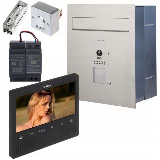 ZESTAW WIDEODOMOFONOWY VIDOS SKRZYNKA NA LISTY S1201A-SKP Z CZARNYM MONITOREM WEWNĘTRZNYM M1023B VIDOS DUO S1201A-SKP + M1023B