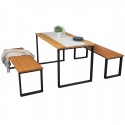 Zestaw mebli ogrodowych stół + 2 ławki Garden loft wood Meble Doktór  - Kolor - Impregnat Piniowy
