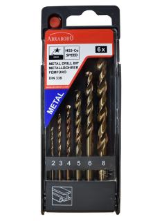 ZESTAW WIERTEŁ DO METALU HSS-Co SPEED  2 -8 mm ABRABORO 6 sztuk