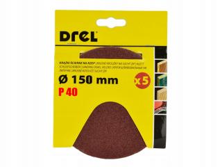 Drel KRĄŻKI ŚCIERNE NA RZEP 150 MM P40 CON-RPZ-1504 5 szt.