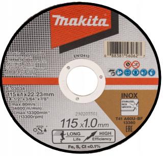 Tarcza tnąca do metalu i stali Makita INOX 115x1,0x22,2mm E-03034