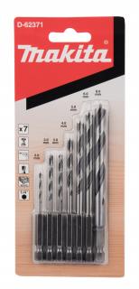 Wiertła do drewna zestaw 1/4" HEX 2 - 8 mm komplet 7 szt. Makita D-62371