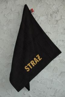 Ręcznik czarny 140x70 cm / haft: STRAŻ (stare złoto)