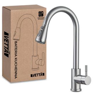 LEDtechnics Bateria zlewozmywak wyciągana 360 Chrom VETTA-008 |  VETTA-008