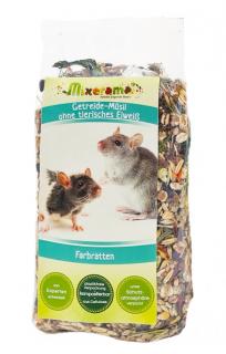MIXERAMA Farbratten Getreide-Müsli ohne tierisches Eiweiß 500g karma bez białka zwierzęcego dla szczura