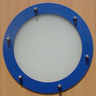 Bulaj płaski 323 mm niebieski szkło matowe nakrętki kołpakowe