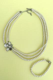 Komplet - naszyjnik perłowy z bransoletką