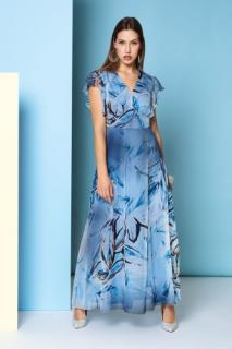 Sukienka długa niebiesko-szara malowana Malwina