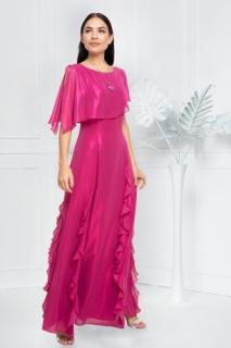 Sukienka wieczorowa maxi Vivi różowa z połyskiem