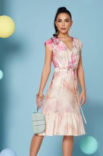 Sukienka wiskozowa pastelowo-różowe wzory Lily