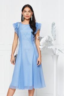 Sukienka wizytowa Anette błękitna w kropki