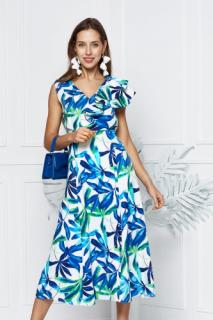 Sukienka wizytowa midi Betany w niebieskie kwiaty
