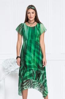 Sukienka zwiewna asymetryczna Nansi zielony tygrys