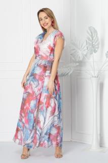 Sukienka zwiewna maxi różowe akwarele Malwina