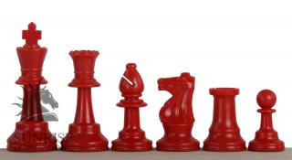 Czerwone bierki szachowe nr 6 Figury plastikowe w stylistyce French o wysokości Króla 95mm w kolorze czerwonym