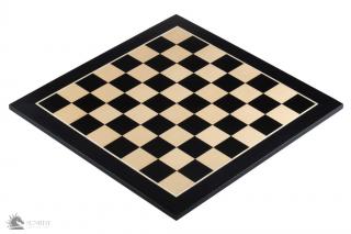 Deska szachowa nr 4+ (bez opisu) hebanizowana (intarsja) Szachownica drewniana bez opisu czarna pole 45mm