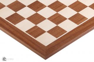 Deska szachowa nr 4 (bez opisu) mahoń/jawor (intarsja) Szachownica drewniana mahoń pole 40mm